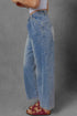 Retro Inspired Washed Pleated Detail High Waist Wide Leg Jeans