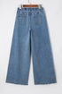 Retro Inspired Washed Wide Leg Drawstring Denim Pants