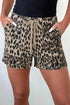Retro Leopard Print Mid Rise Lace Up Denim Shorts