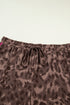 Retro Leopard Print Varsity Stripe Short Loungewear Set
