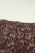 Retro Leopard Print Varsity Stripe Short Loungewear Set