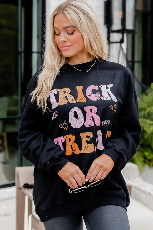 Retro Lettering Graphic Print Crew Neck Sweatshirt