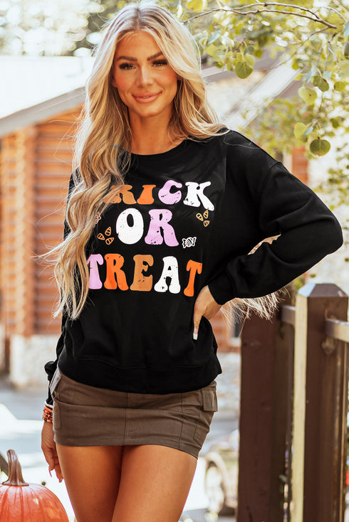Retro Lettering Graphic Print Crew Neck Sweatshirt