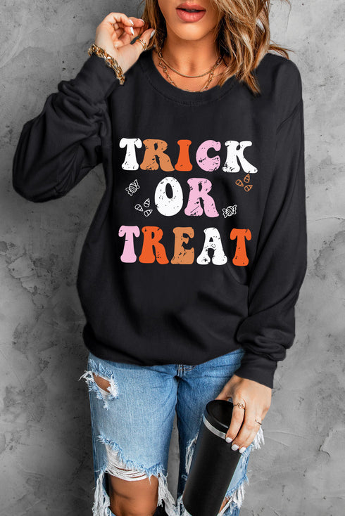 Retro Lettering Graphic Print Crew Neck Sweatshirt