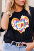 Retro Love Is Love Rainbow Heart Daisy Graphic Tee Shirt