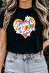 Retro Love Is Love Rainbow Heart Daisy Graphic Tee Shirt