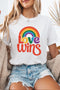 Retro Love Wins Rainbow Graphic Short Sleeve Pride Celebration Tee
