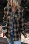 Retro Plaid Double Flap Pocket Brushed Shacket