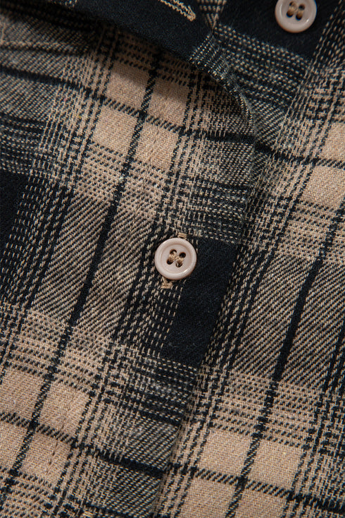 Retro Plaid Double Flap Pocket Brushed Shacket