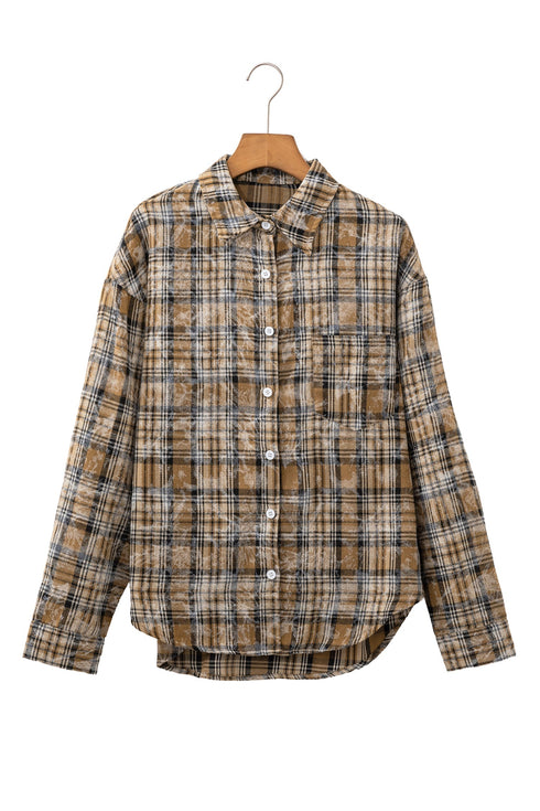 Retro Plaid Long Sleeve Button Down Everyday Casual Shirt