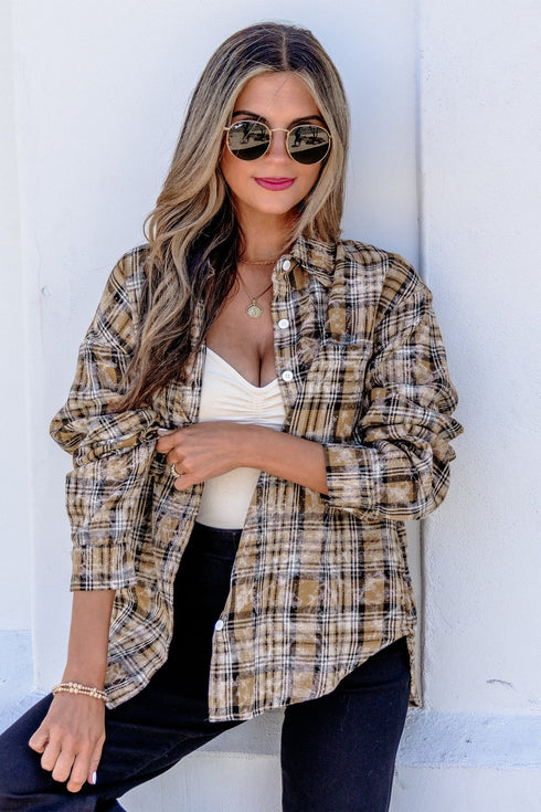 Retro Plaid Long Sleeve Button Down Everyday Casual Shirt