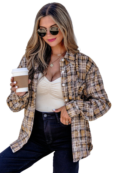 Retro Plaid Long Sleeve Button Down Everyday Casual Shirt