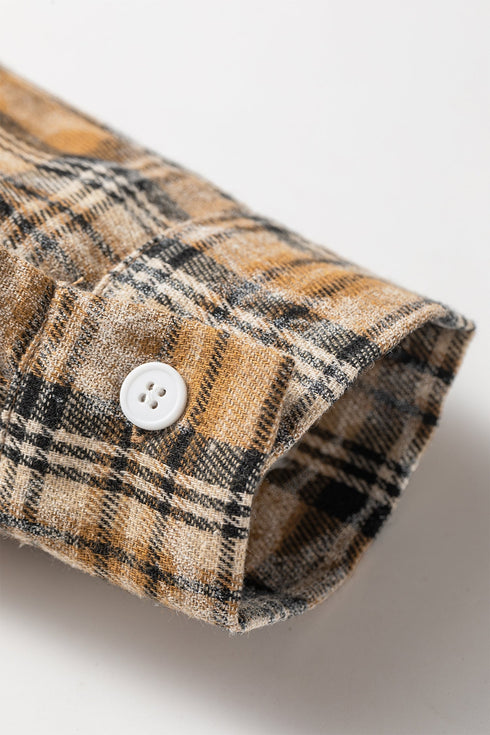 Retro Plaid Long Sleeve Button Down Everyday Casual Shirt