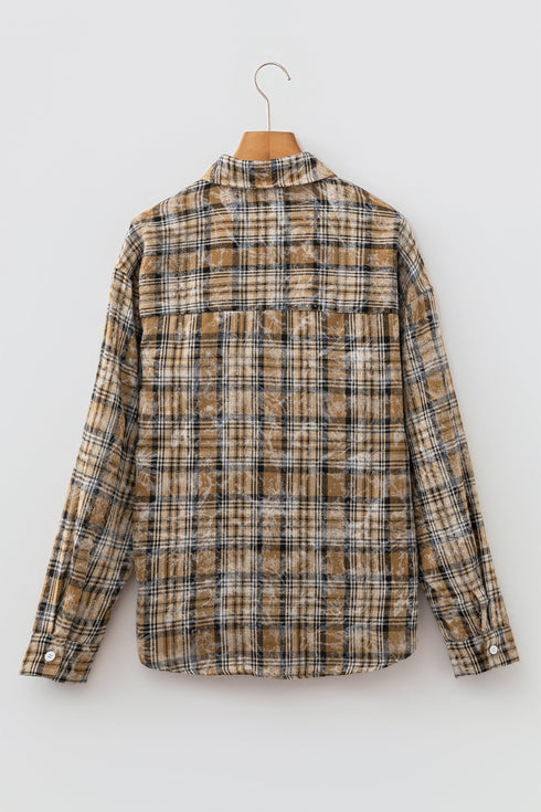 Retro Plaid Long Sleeve Button Down Everyday Casual Shirt