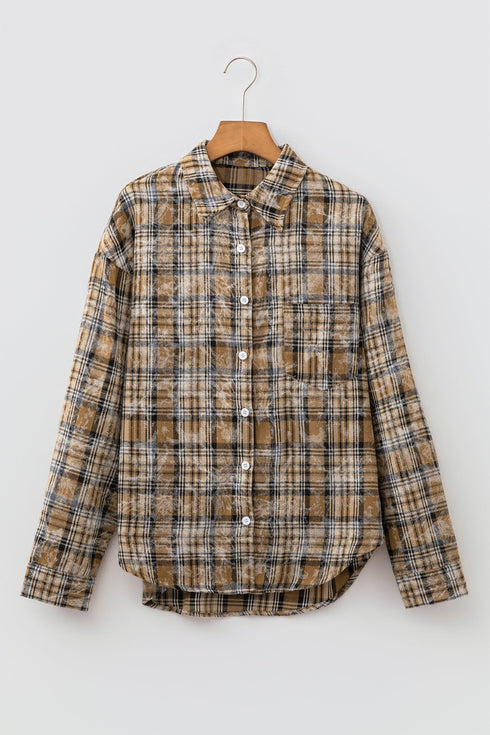 Retro Plaid Long Sleeve Button Down Everyday Casual Shirt