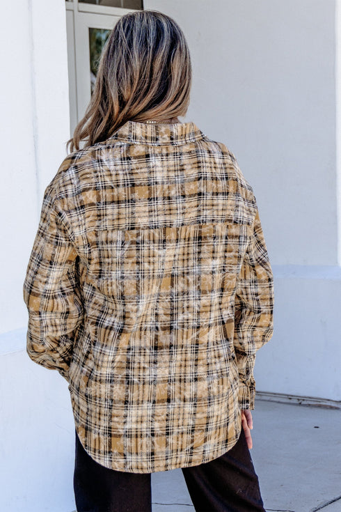 Retro Plaid Long Sleeve Button Down Everyday Casual Shirt