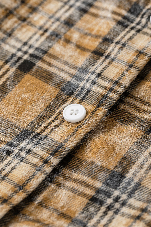 Retro Plaid Long Sleeve Button Down Everyday Casual Shirt