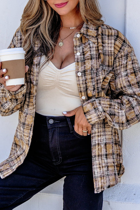 Retro Plaid Long Sleeve Button Down Everyday Casual Shirt