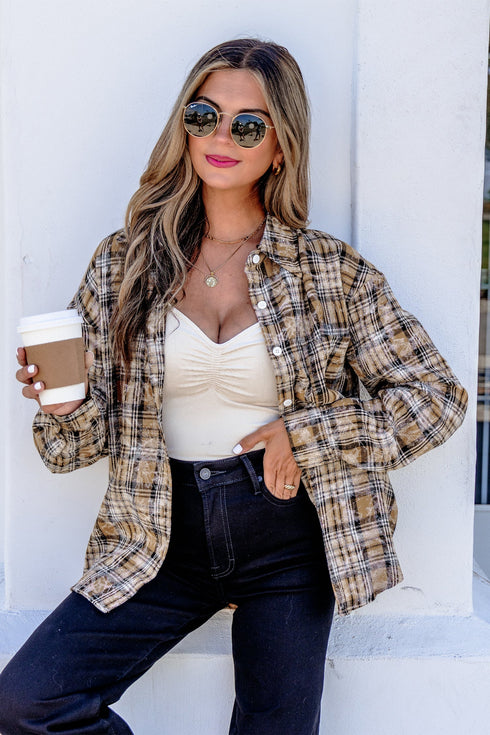 Retro Plaid Long Sleeve Button Down Everyday Casual Shirt