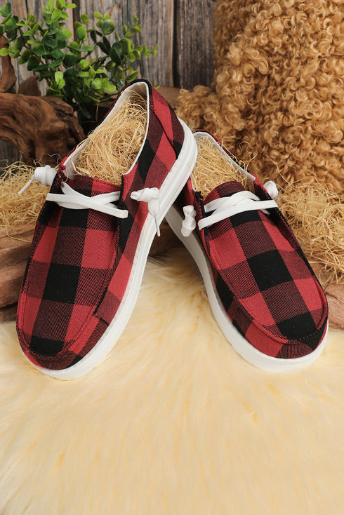 Retro Plaid Print Lace Up Oxford Style Flats
