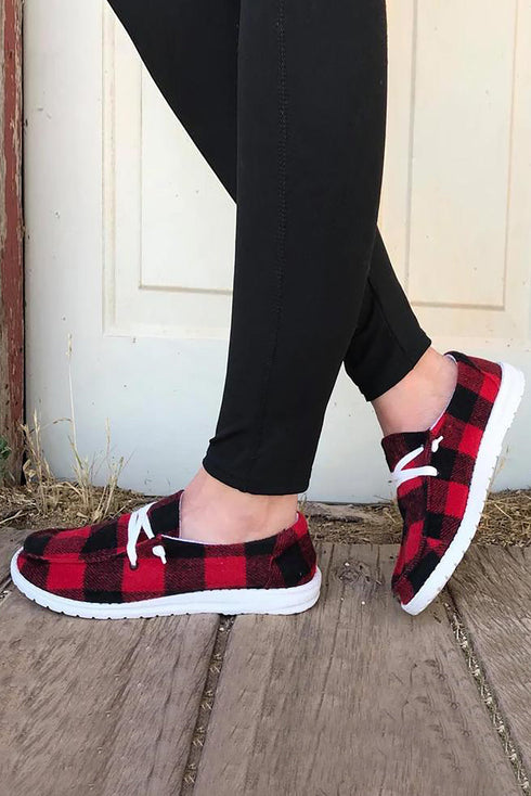 Retro Plaid Print Lace Up Oxford Style Flats
