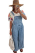 Retro Pleated Wide Leg Pocketed Denim Jumpsuit
