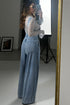 Retro Pleated Wide Leg Pocketed Denim Jumpsuit