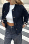 Retro Quilted Leopard Cuff Button Down Lined Puffer Jacket
