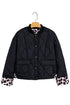 Retro Quilted Leopard Cuff Button Down Lined Puffer Jacket