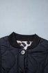 Retro Quilted Leopard Cuff Button Down Lined Puffer Jacket
