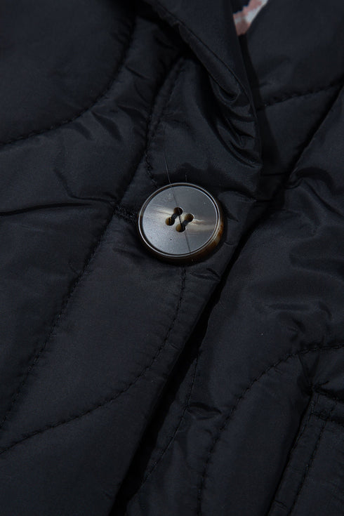 Retro Quilted Leopard Cuff Button Down Lined Puffer Jacket