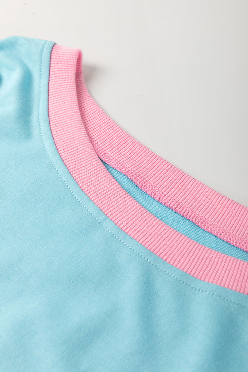 Retro Ringer Tee And Drawstring Skirt Two Piece Lounge Set