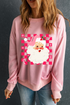 Retro Santa Graphic Checkered Print Holiday Sweatshirt