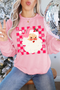 Retro Santa Graphic Checkered Print Holiday Sweatshirt