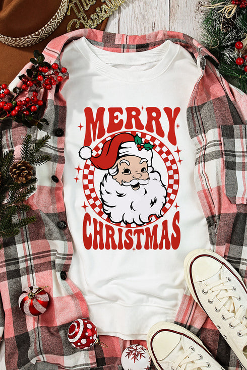 Retro Santa Graphic Crew Neck Pullover Sweatshirt