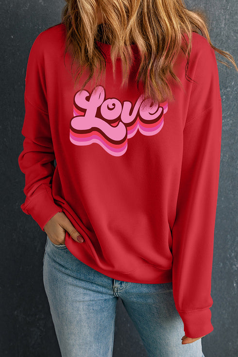 Retro Script Graphic Crew Neck Pullover Sweatshirt