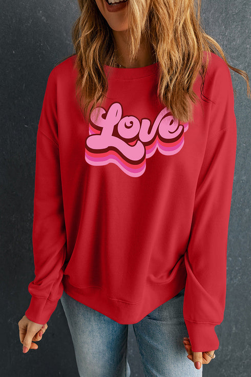 Retro Script Graphic Crew Neck Pullover Sweatshirt