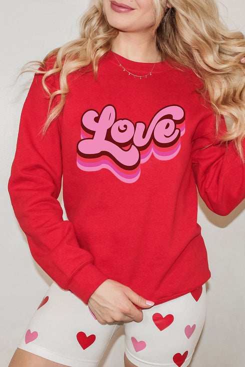 Retro Script Graphic Crew Neck Pullover Sweatshirt