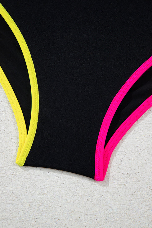 Retro Sport Contrast High Waisted Bikini Set