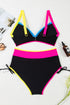 Retro Sport Contrast High Waisted Bikini Set