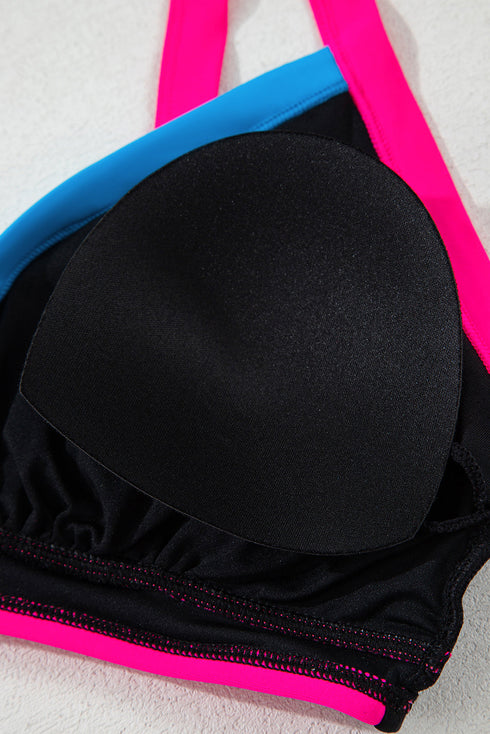 Retro Sport Contrast High Waisted Bikini Set