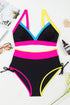 Retro Sport Contrast High Waisted Bikini Set