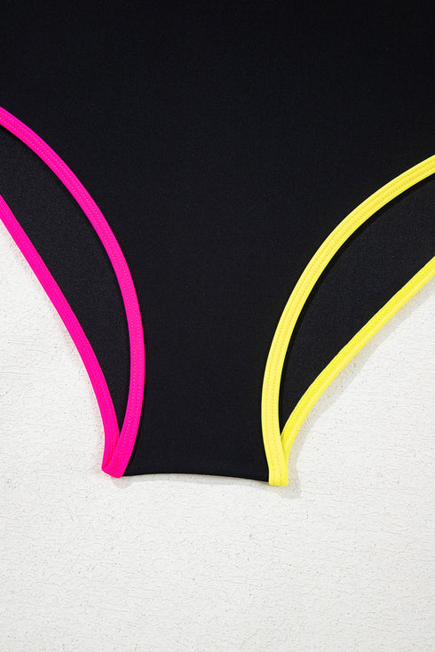 Retro Sport Contrast High Waisted Bikini Set