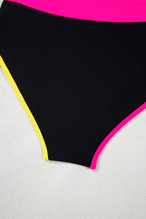 Retro Sport Contrast High Waisted Bikini Set