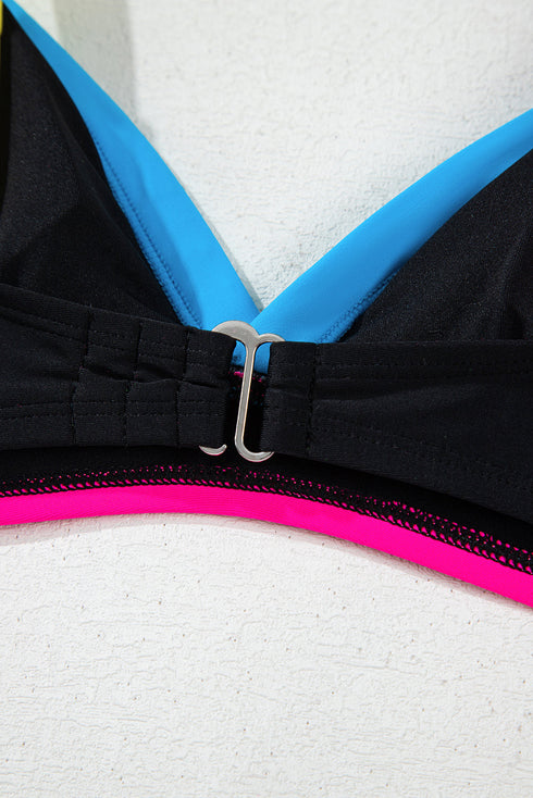 Retro Sport Contrast High Waisted Bikini Set