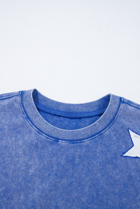 Retro Star Patched Wide Leg Cotton Lounge Set