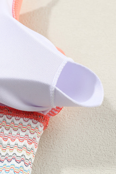 Retro Striped Patchwork High Waisted Spaghetti Strap Bikini Swimsuit Set