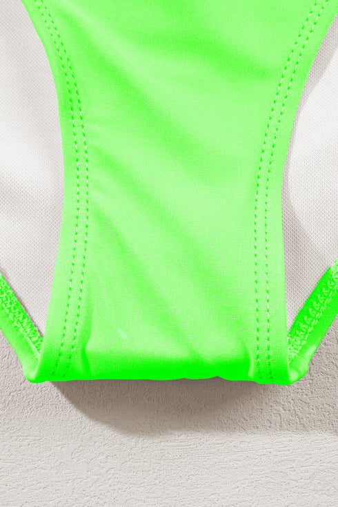 Retro Striped Patchwork High Waisted Spaghetti Strap Bikini Swimsuit Set