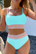 Retro Striped Patchwork High Waisted Spaghetti Strap Bikini Swimsuit Set