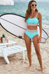 Retro Striped Patchwork High Waisted Spaghetti Strap Bikini Swimsuit Set